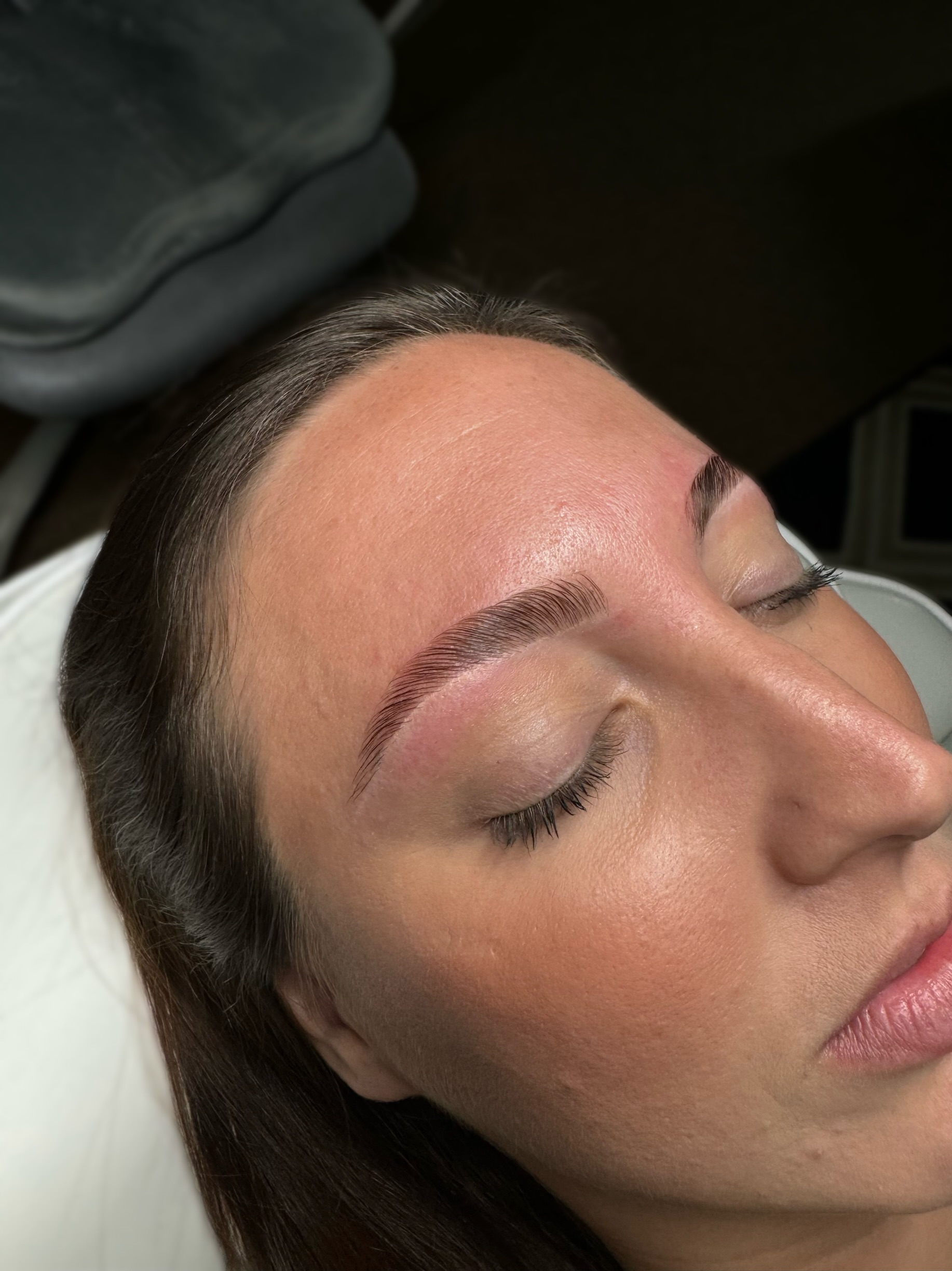 Freshly laminated brows