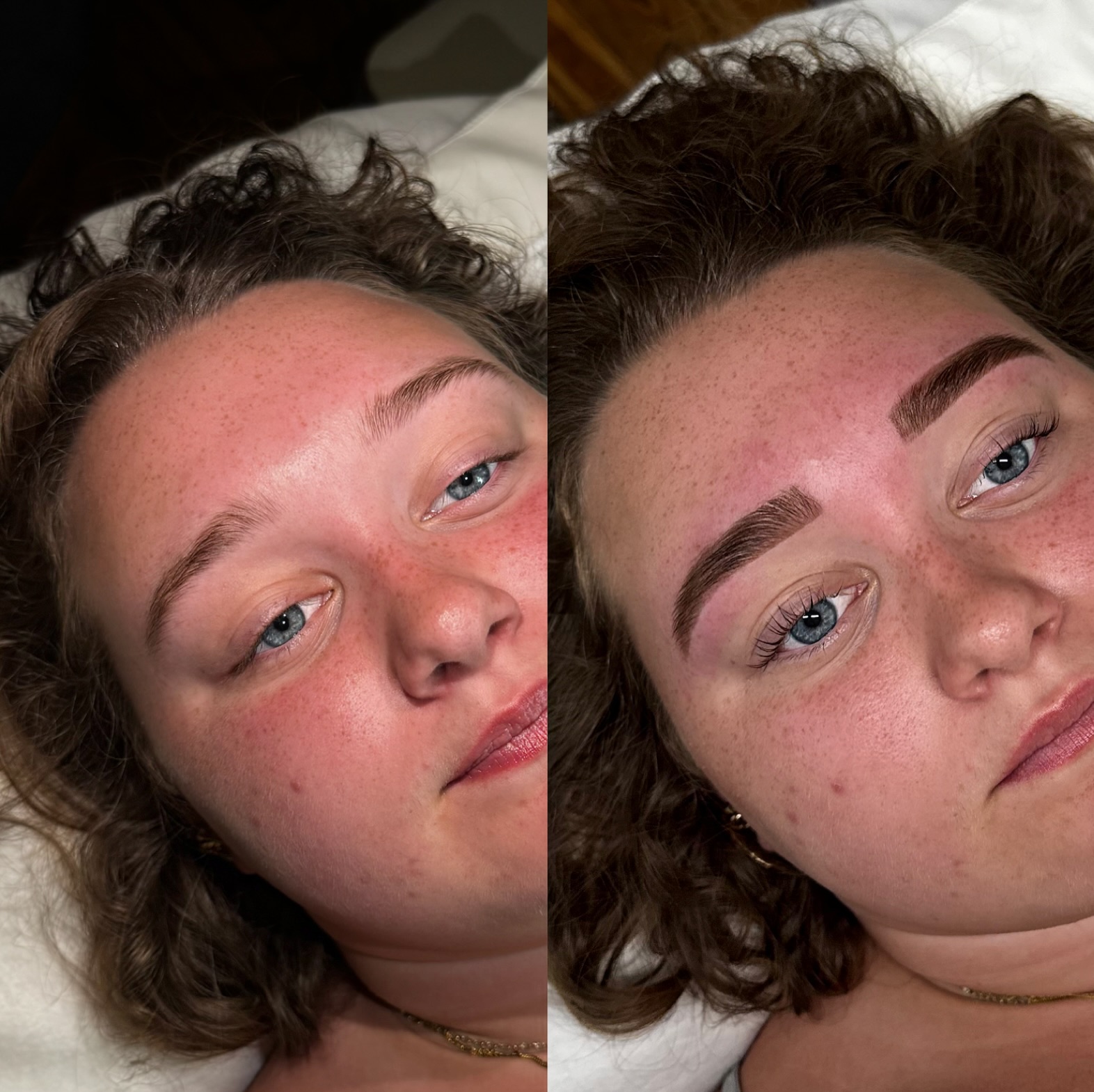Brow lamination and stain before and after