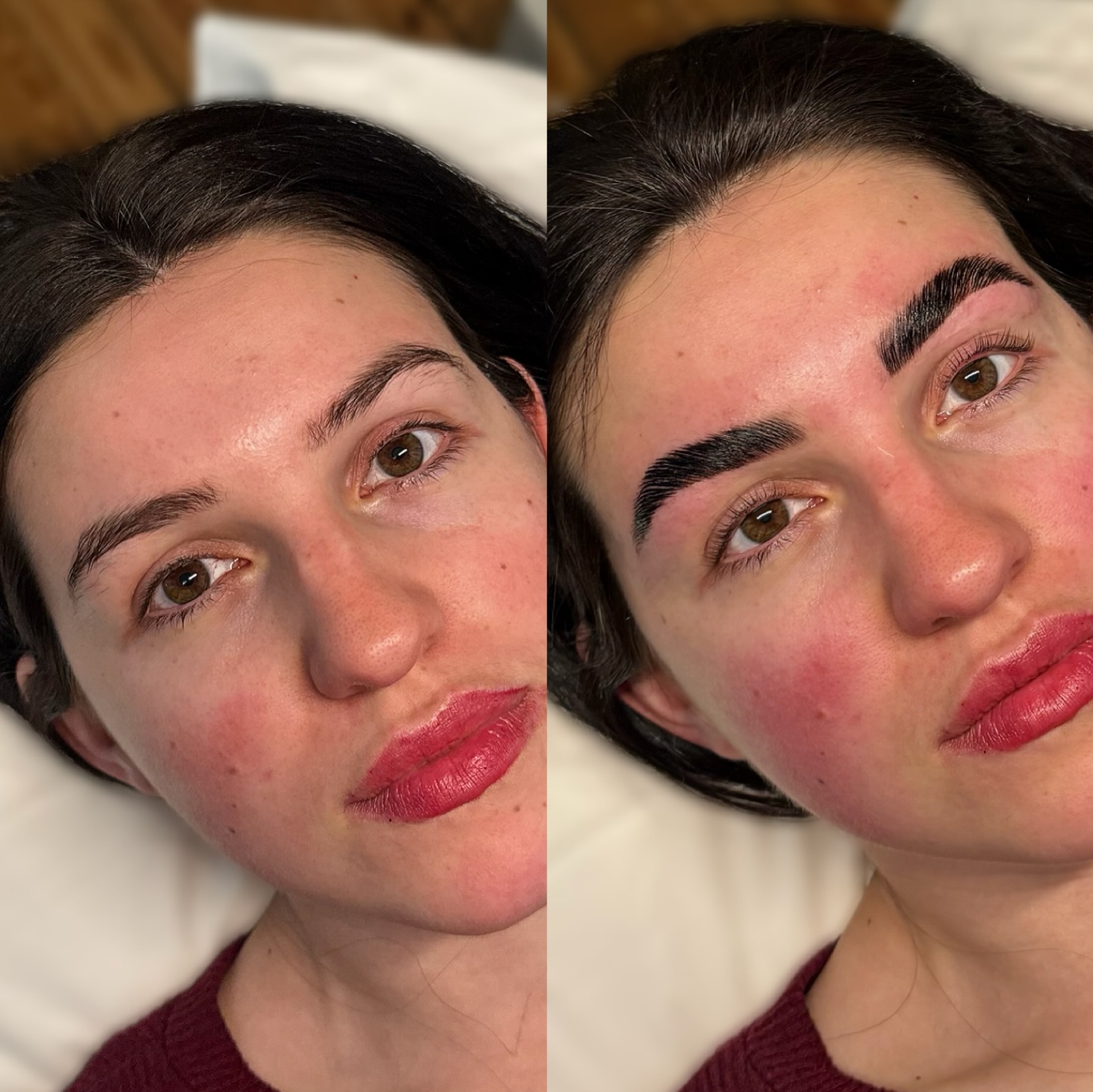 Brow lamination and tint before and after