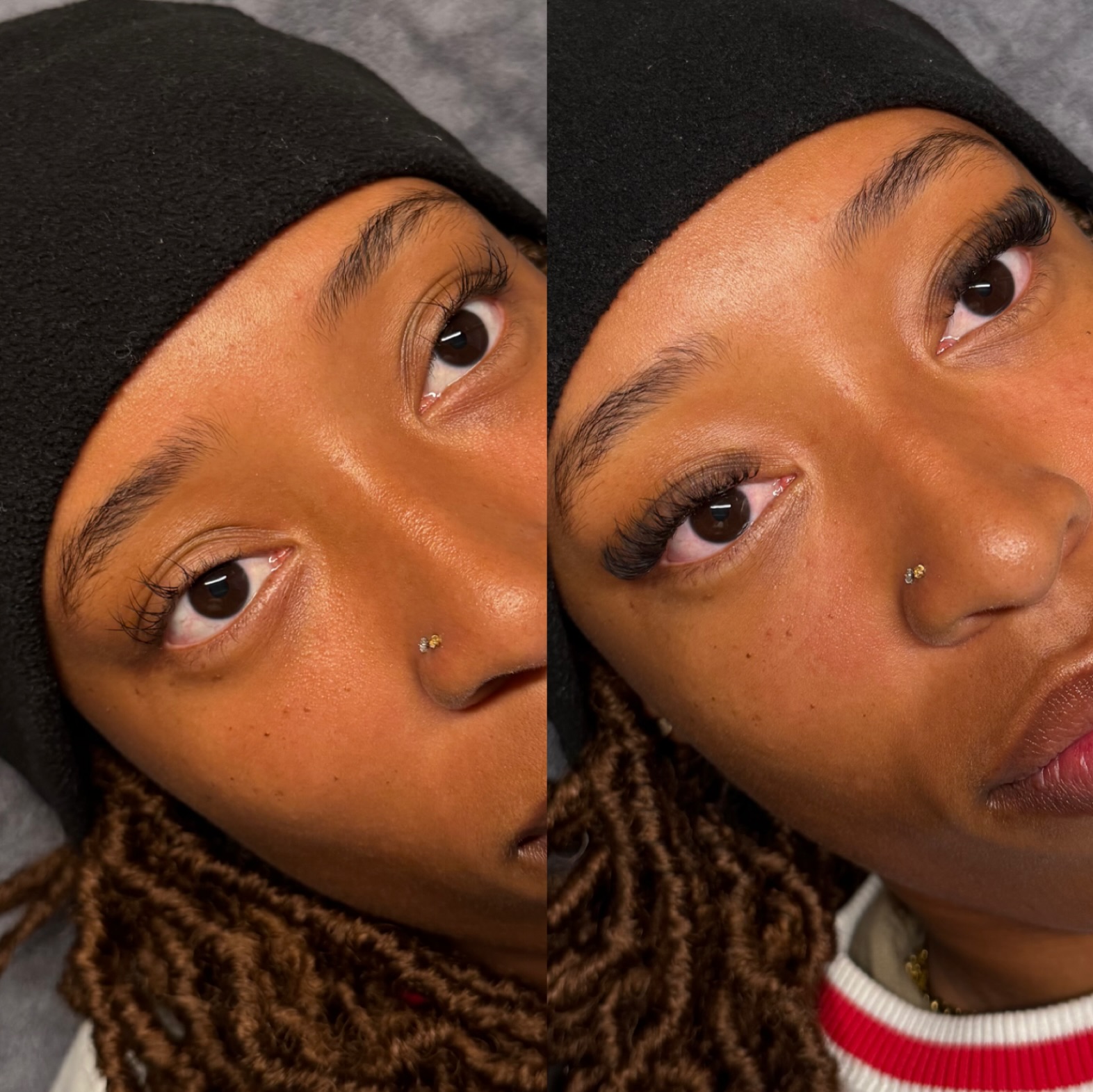 Lash extensions before and after